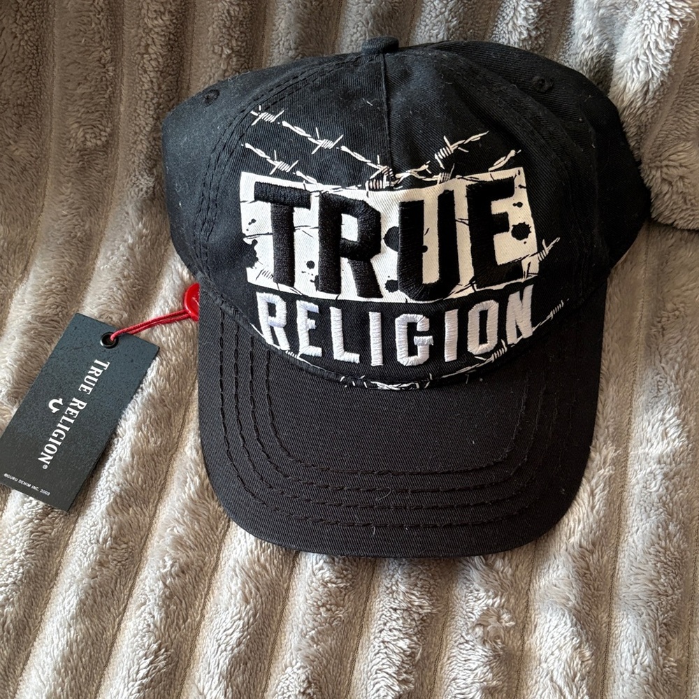 True Religion Black and White Logo Cap